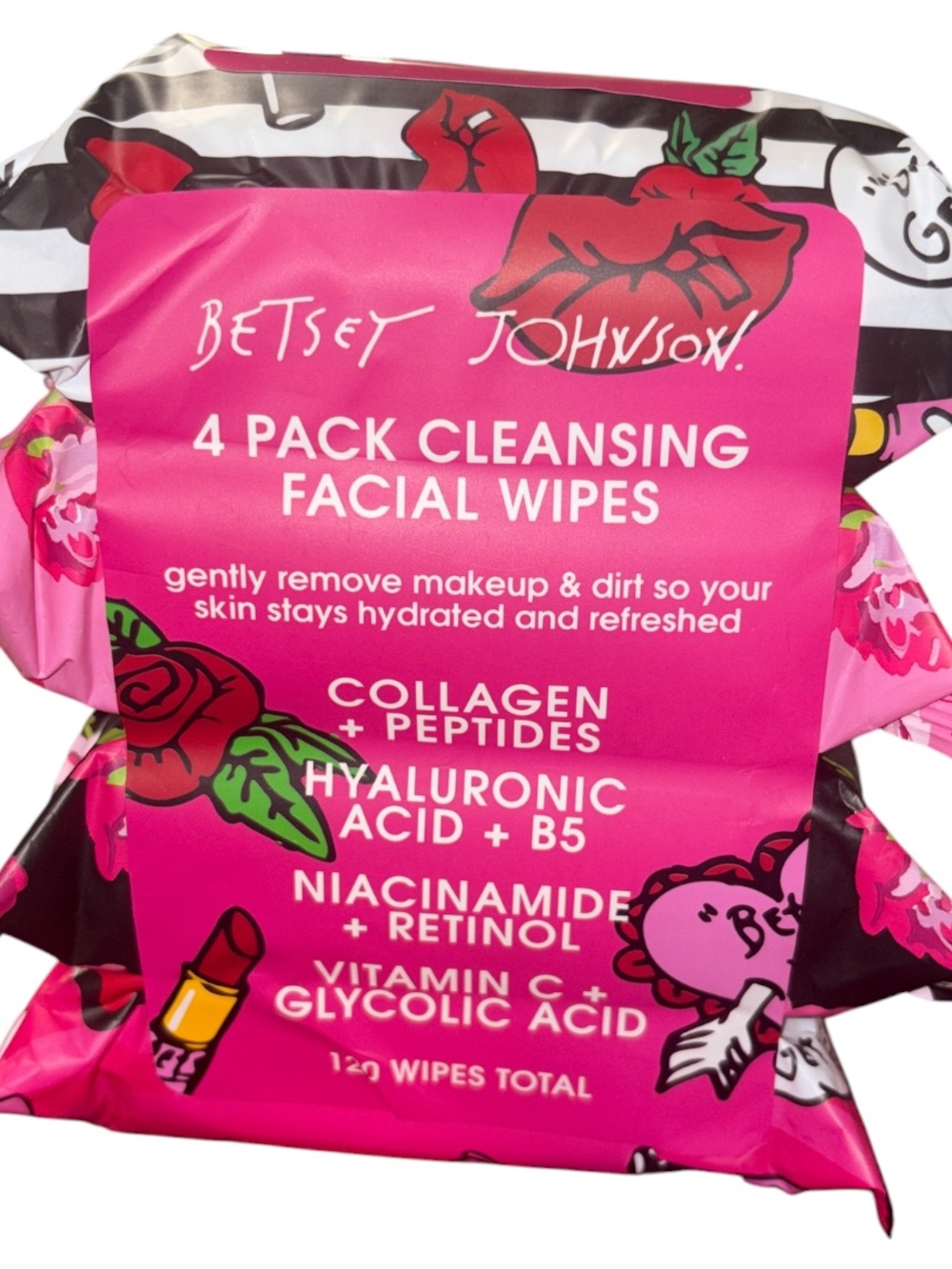 Betsey Johnson Cleansing Facial Wipes - 4 Pack/120 Wipes